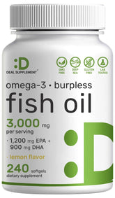 DEAL SUPPLEMENT Omega 3 Fish Oil Softgels bottle front view