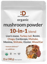 DEAL SUPPLEMENT Organic Mushroom Powder 10-in-1 Blend packaging front view