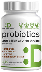 DEAL SUPPLEMENT Probiotic Capsules 240 count bottle front view