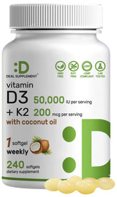 DEAL SUPPLEMENT Vitamin D3 & K2 240 softgels front view