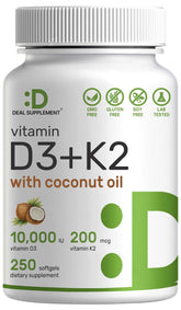 DEAL SUPPLEMENT Vitamin D3 & K2 front view of packaging