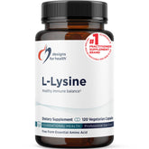 Designs for Health L-Lysine 1500 mg supplement bottle front view