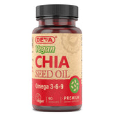 DEVA Chia Seed Oil Vegan Capsules front view with packaging