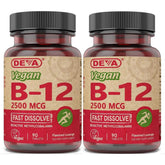 DEVA Fast Dissolve B-12 Methylcobalamin 2500 mcg lozenge front view