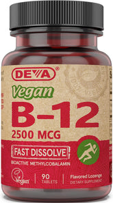 DEVA Vegan B12 Sublingual Tablets 2500mcg front view