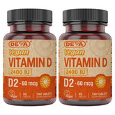 DEVA Vitamin D2 2400 IU vegan tablets front view