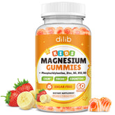 dilib Kids Magnesium Gummies 240g front view with strawberry and banana flavour