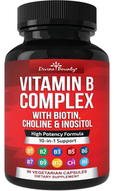 Divine Bounty B-Complex Supplement 90 Capsules front view