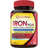 Doctor's Recipes Iron Plus Supplement 36mg Iron Capsules front view