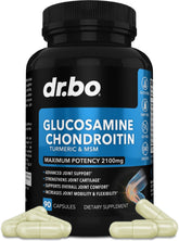 DR. BO Glucosamine Chondroitin MSM Turmeric supplement bottle front view