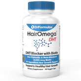 DrFormulas HairOmega DHT Blocker 5000mcg Biotin supplement front view