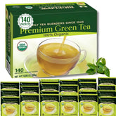 ELI&VAL Organic Green Tea 140 individually wrapped bags front view