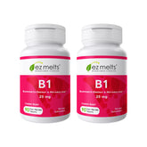 EZ Melts Vitamin B1 25 mg supplement front view with cherry burst flavour