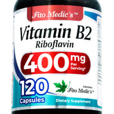 FITOMEDIC'S Vitamin B2 Riboflavin 400mg 120 Capsules front view