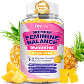 Flyrocer Feminine Balance Gummies front view, pineapple flavour