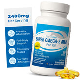 Fortifeye Vitamins Super Omega-3 Max Fish Oil 2400mg softgel bottle front view