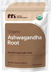 Front view of Micro Ingredients Organic Ashwagandha Root Powder 907g packaging