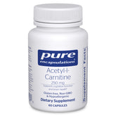 Front view of Pure Encapsulations Acetyl-L-Carnitine 250 mg capsules packaging