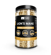 Front view of PURE ORIGINAL INGREDIENTS Lion's Mane Capsules packaging