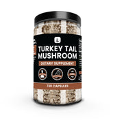 Front view of PURE ORIGINAL INGREDIENTS Turkey Tail Mushroom Capsules bottle