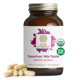 Front view of PURE SYNERGY Organic Milk Thistle Supplement 60 capsules