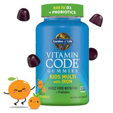 Garden of Life Kids Multivitamin Gummies front view with orange packaging