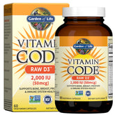Garden of Life RAW Vitamin D3 2000 IU 60 Capsules front view