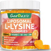 Geeoasis L-Lysine Gummies front view with packaging