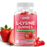 GGMMUU L-Lysine Gummies bottle front view with strawberry flavour