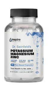 GINSPIRE NUTRITION Potassium Magnesium Zinc Supplement 90 Capsules front view