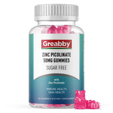 GREABBY Zinc Gummies 50mg Picolinate front view with packaging