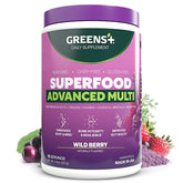Greens+ Advanced Multi Wild Berry Powder front view packaging