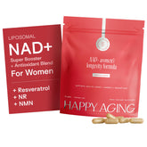 Happy Aging Resveratrol Supplement front view with packaging