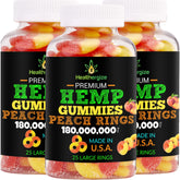 Healthergize Hemp Gummies 3-Pack Fresh Peach Rings front view