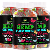 Healthergize Hemp Gummies 3-Pack front view with packaging