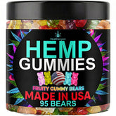 Healthergize Hemp Gummies for Sleep front view with fruity bears
