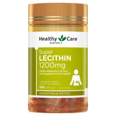 Healthy Care Super Lecithin 1200mg Capsules front view