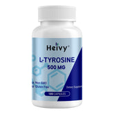 Heivy L-Tyrosine 500mg supplement bottle front view with 180 capsules