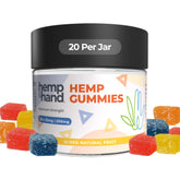 Hemp & Hand Sleep Gummies bottle front view with mixed fruit flavours