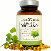 Herbal Roots Oregano Oil Capsules front view with packaging