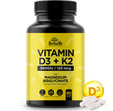 HerbaMe Vitamin D3 5000 IU with K2 & Magnesium Bisglycinate front view