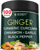 Herbpy Ginger Root Extract 5-in-1 Vegan Capsules front view