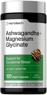Horbäach Ashwagandha + Magnesium Glycinate capsules front view