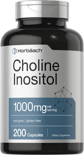 Horbäach Choline Inositol 1000mg capsule bottle front view