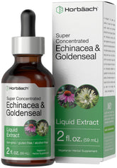 Horbäach Echinacea & Goldenseal Liquid Extract front view with bottle label