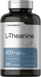 Horbäach L-Theanine 400mg capsule bottle front view
