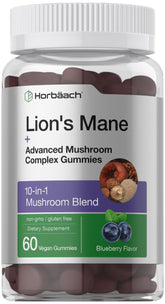 Horbäach Lion's Mane Mushroom Complex 200g front view with blueberry flavour
