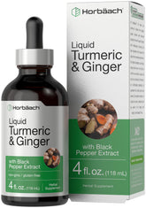 Horbäach Liquid Turmeric & Ginger Supplement 249g front view