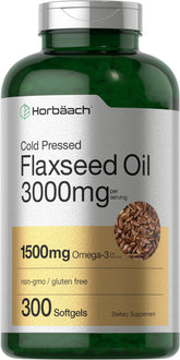 Horbäach Organic Flaxseed Oil 3000mg Softgels front view