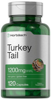 Horbäach Turkey Tail Mushroom Capsules front view with packaging